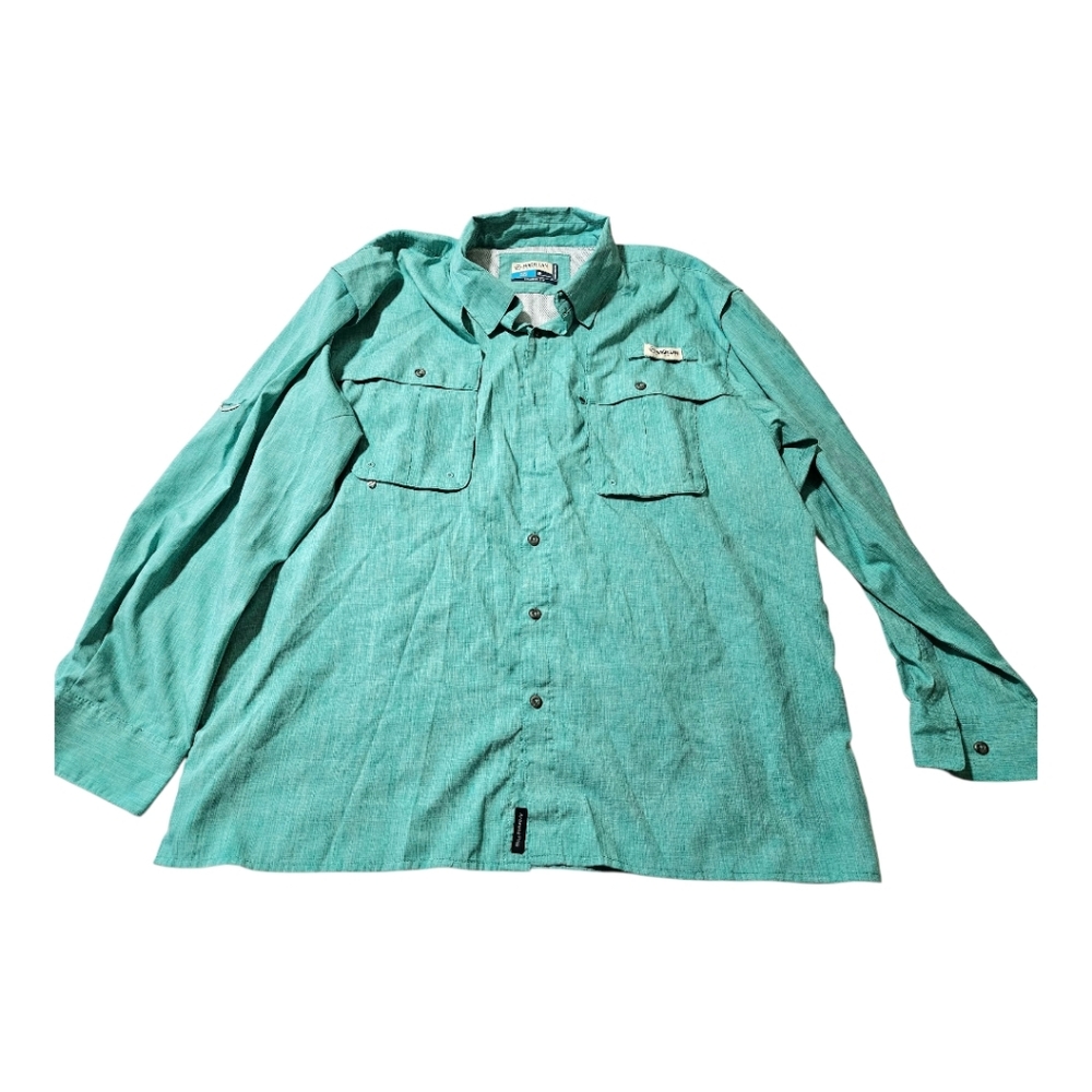 Magellan Outdoors Fish Gear XL Mens Long Sleeve Vented Fishing Shirt Teal